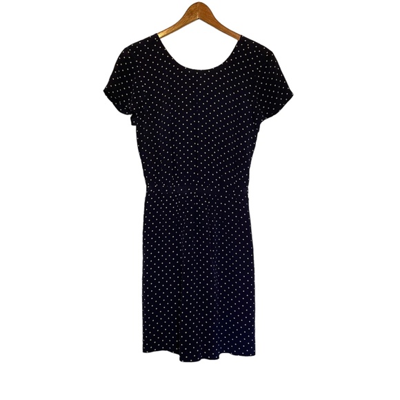 Madewell Cross Back Blue Silk Dress in Polka Dots &‎ Stars w/ Pockets Size 2 - Picture 1 of 6